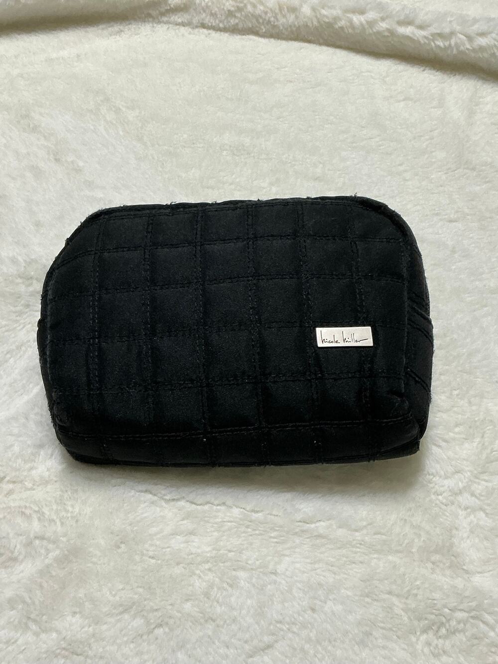 Nicole Miller Quilted Black Cosmetic Makeup Bag
